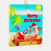 Personalisierter Santa und Birds Beach Frohe Weihn Keramikornament (Rechts)