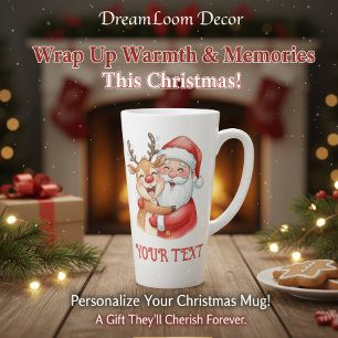 Personalisierter Santa- und Rentier-Umarmer-Weihna Milchtasse