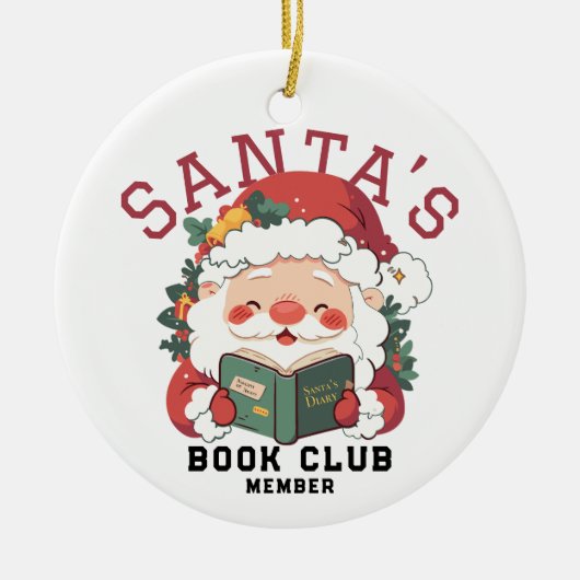 Personalisierter Santa's Book Club Keramik Ornament (Vorne)