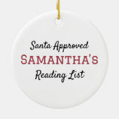 Personalisierter Santa's Book Club Keramik Ornament (Hinten)