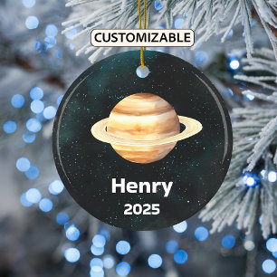 Personalisierter Saturnschmuck, Sonnensystem, Plan Keramik Ornament
