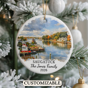 Personalisierter Saugatuck-Schmuck, Individuelles  Keramik Ornament