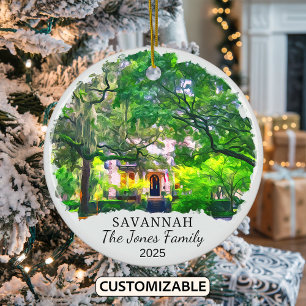 Personalisierter Savannah-Schmuck, Georgia Keramik Ornament