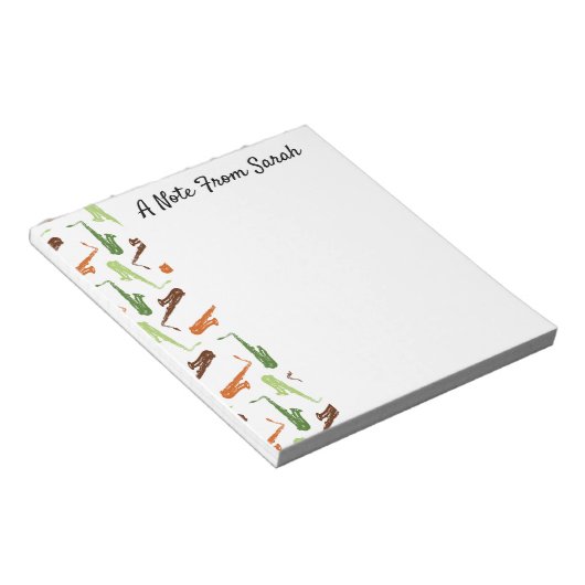 Personalisierter Saxophone-Player - Geschenkmusik  Notizblock (angewinkelt)