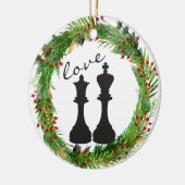 Personalisierter Schach Black King, Queen Couple L Keramikornament (Links)
