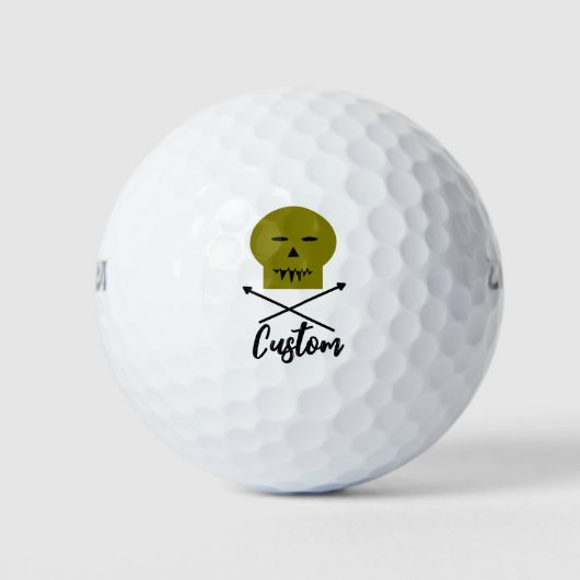 Personalisierter Schädel und Kreuzknochen Golfball (Vorderseite)