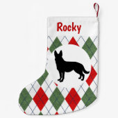 Personalisierter Schäferhund-rote und grüne Raute Kleiner Weihnachtsstrumpf (Rückseite)