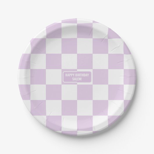 Personalisierter Scheckzuckerlavender Lila Pappteller (Vorderseite)