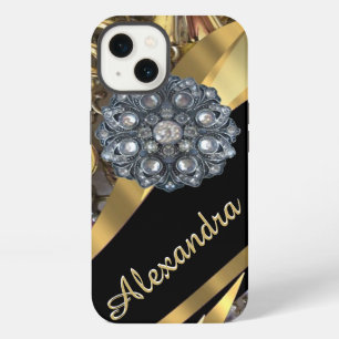 Personalisierter schicker eleganter Gold-Rhineston iPhone Hülle