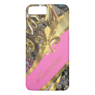 Personalisierter schicker eleganter Gold- und Rosé iPhone 8 Plus/7 Plus Hülle