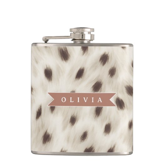 Personalisierter Schicker Neutraler Leopard Tierdr Flachmann (Vorderseite)