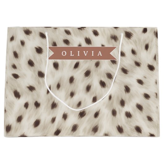 Personalisierter Schicker Neutraler Leopard Tierdr Große Geschenktüte (Vorderseite)