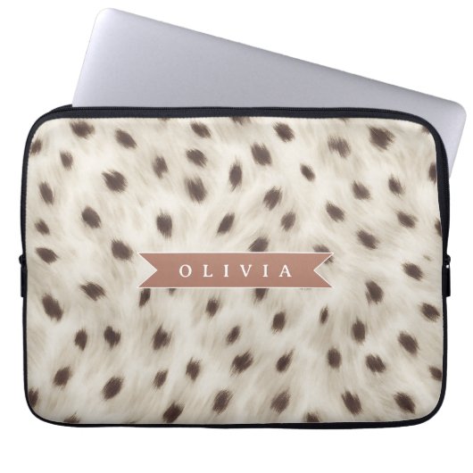 Personalisierter Schicker Neutraler Leopard Tierdr Laptopschutzhülle (Vorderseite)