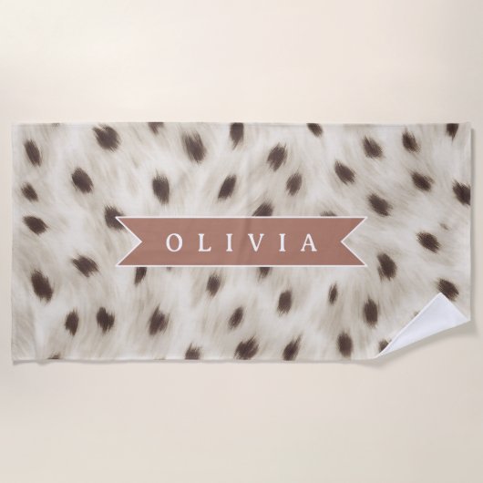 Personalisierter Schicker Neutraler Leopard Tierdr Strandtuch (Vorderseite)