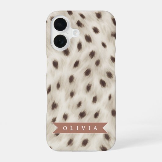 Personalisierter Schicker Neutraler Leoparden-Tier iPhone 16 Hülle (Rückseite)