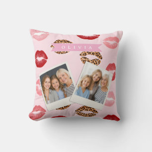 Personalisierter Schicker Rosa Leoparden Druck Lip Kissen