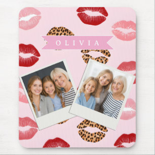 Personalisierter Schicker Rosa Leoparden-Druck Lip Mousepad