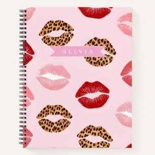 Personalisierter Schicker Rosa Leoparden-Druck Lip Notizblock