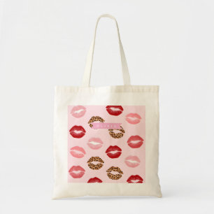 Personalisierter Schicker Rosa Leoparden Druck Lip Tragetasche