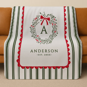 Personalisierter schicker Weihnachtskranz Monogram Sherpadecke