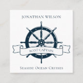 Personalisierter Schiffskapitän Vintages Wasserrad Quadratische Visitenkarte (Vorderseite)