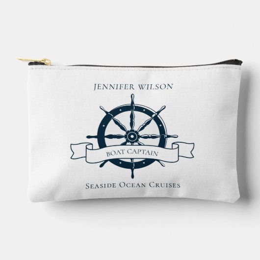 Personalisierter Schiffskapitän Vintages Wasserrad Zubehörtasche (Vorderseite)