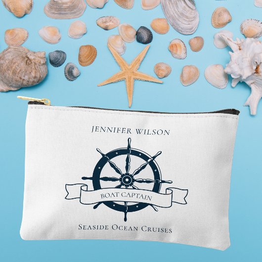 Personalisierter Schiffskapitän Vintages Wasserrad Zubehörtasche