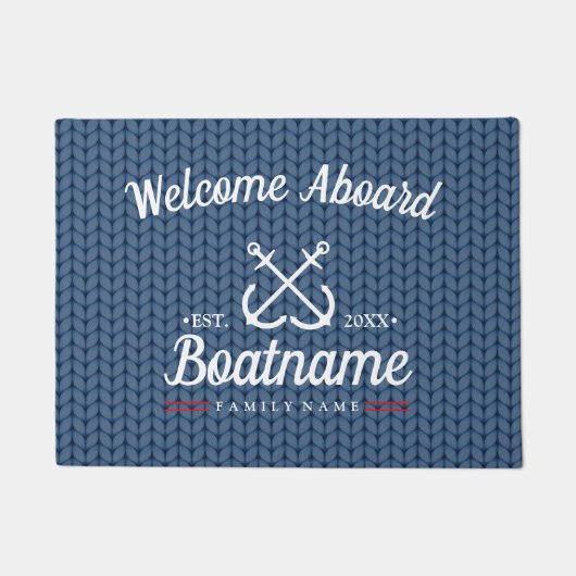 Personalisierter Schiffsname Navy Blue Nautical ge Fußmatte (Vorderseite)