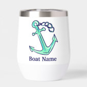 Personalisierter Schiffsname Navy Green Anchor Nau (Rückseite)