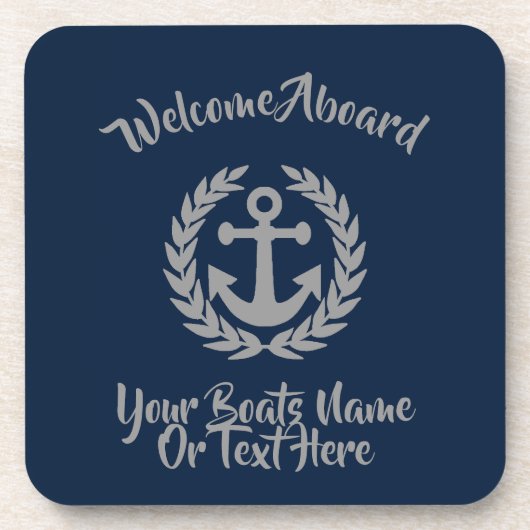 Personalisierter Schiffsname und Anker Getränkeuntersetzer (Vorderseite)