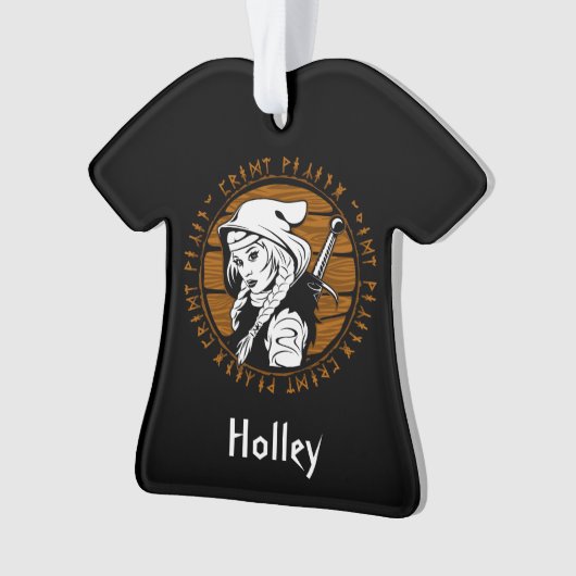 Personalisierter Schildmädchen mit Runen Ornament (Vorderseite)