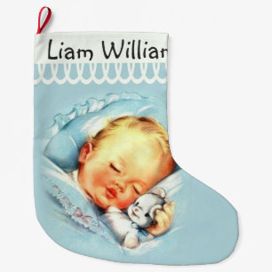 Personalisierter schlafender Baby-Zweiseiter Großer Weihnachtsstrumpf