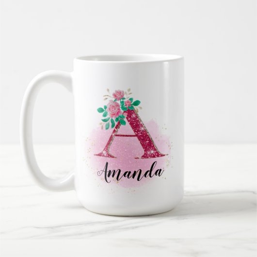 Personalisierter Schlamm, Glitzer A Monogramm, ind Kaffeetasse (Links)