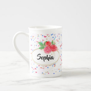 Personalisierter Schlamm, Glitzer-Blume-Becher, in Porzellantasse