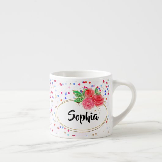 Personalisierter Schlamm, Rose Blume Becher, indiv Espressotasse (Rechts)