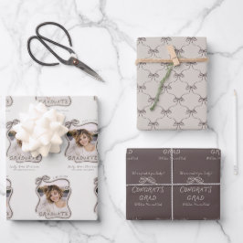 Personalisierter Schleifen-Wellenrahmen-Foto-Absch Geschenkpapier Set