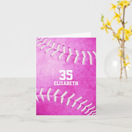 personalisierter, schlichter Softballsport Karte (Gelbe Blume)