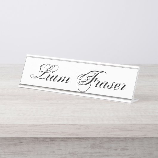 Personalisierter schlichter Text-Minimalwert Erste Schreibtischnamensplakette (Vorderseite )