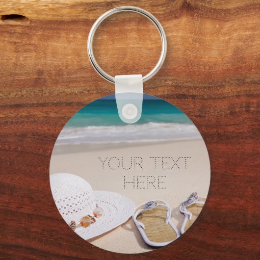 Personalisierter Schlüsselanhänger am Sandstrand (Vorderseite)