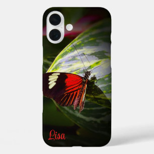 Personalisierter Schmetterling auf einem Leaf Appl iPhone 16 Plus Hülle