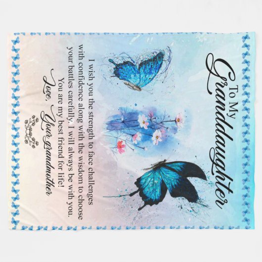 Personalisierter Schmetterling für meine Enkelin Fleecedecke (Vorderseite (Horizontal))