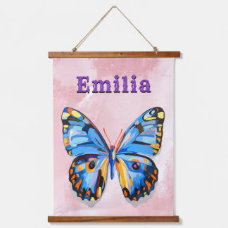Personalisierter Schmetterling-Individuelle Name P Wandteppich Mit Holzrahmen