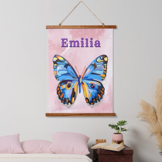 Personalisierter Schmetterling-Individuelle Name P Wandteppich Mit Holzrahmen (Schlafzimmer)