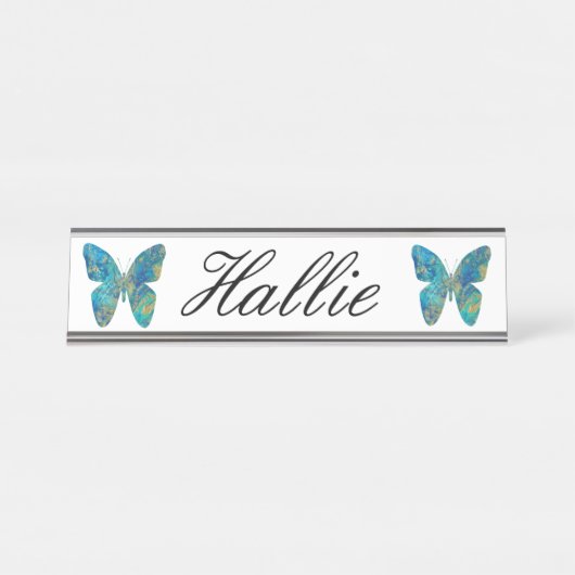 Personalisierter Schmetterling Schreibtischnamensplakette (Vorderseite )
