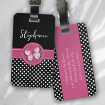 Personalisierter Schmetterling Schwarz Pink Weiße  Gepäckanhänger<br><div class="desc">Mit diesem personalisierten Design,  das sich perfekt für Reisende eignet,  können Sie Ihr Gepäck auftanken</div>