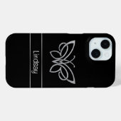 Personalisierter Schmetterling Silberner Glitzer S Case-Mate iPhone Hülle (Rückseite (Horizontal))