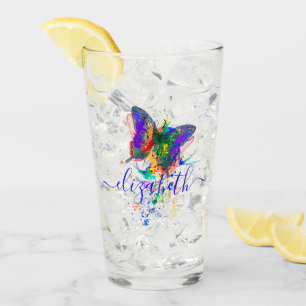 Personalisierter Schmetterling-Splatter   Glas