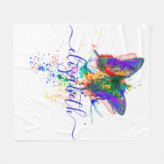 Personalisierter Schmetterling-Spritzer Fleecedecke (Vorderseite (Horizontal))