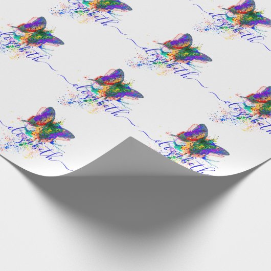 Personalisierter Schmetterling-Spritzer Geschenkpapier (Ecke)