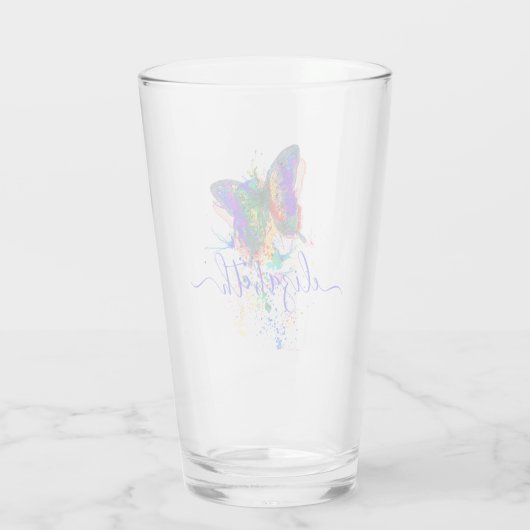 Personalisierter Schmetterling-Spritzer Glas (Rückseite)